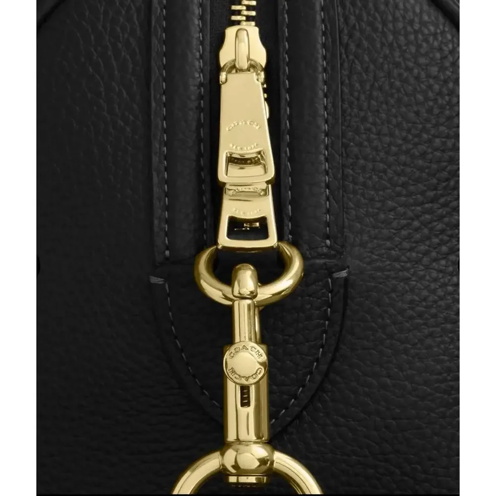 COACH Rowan Large Satchel Bag, BLACK/GOLD; RARE ITEM!!